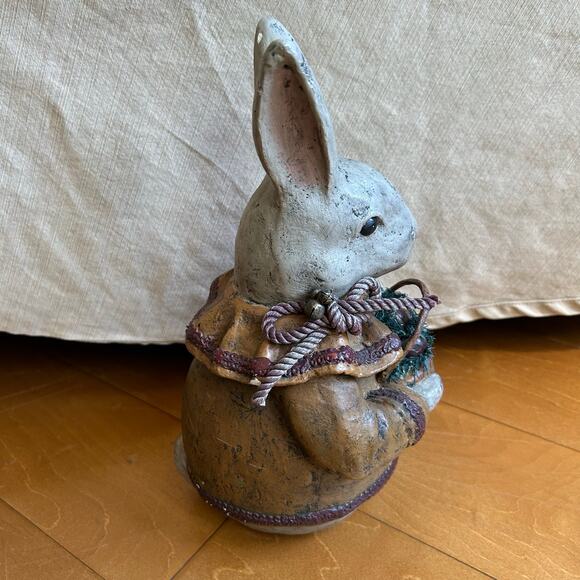 Vintage Deborah Graham Paper Mache Bunny Rabbit Basket Primitive Signed 12” - Picture 7 of 10